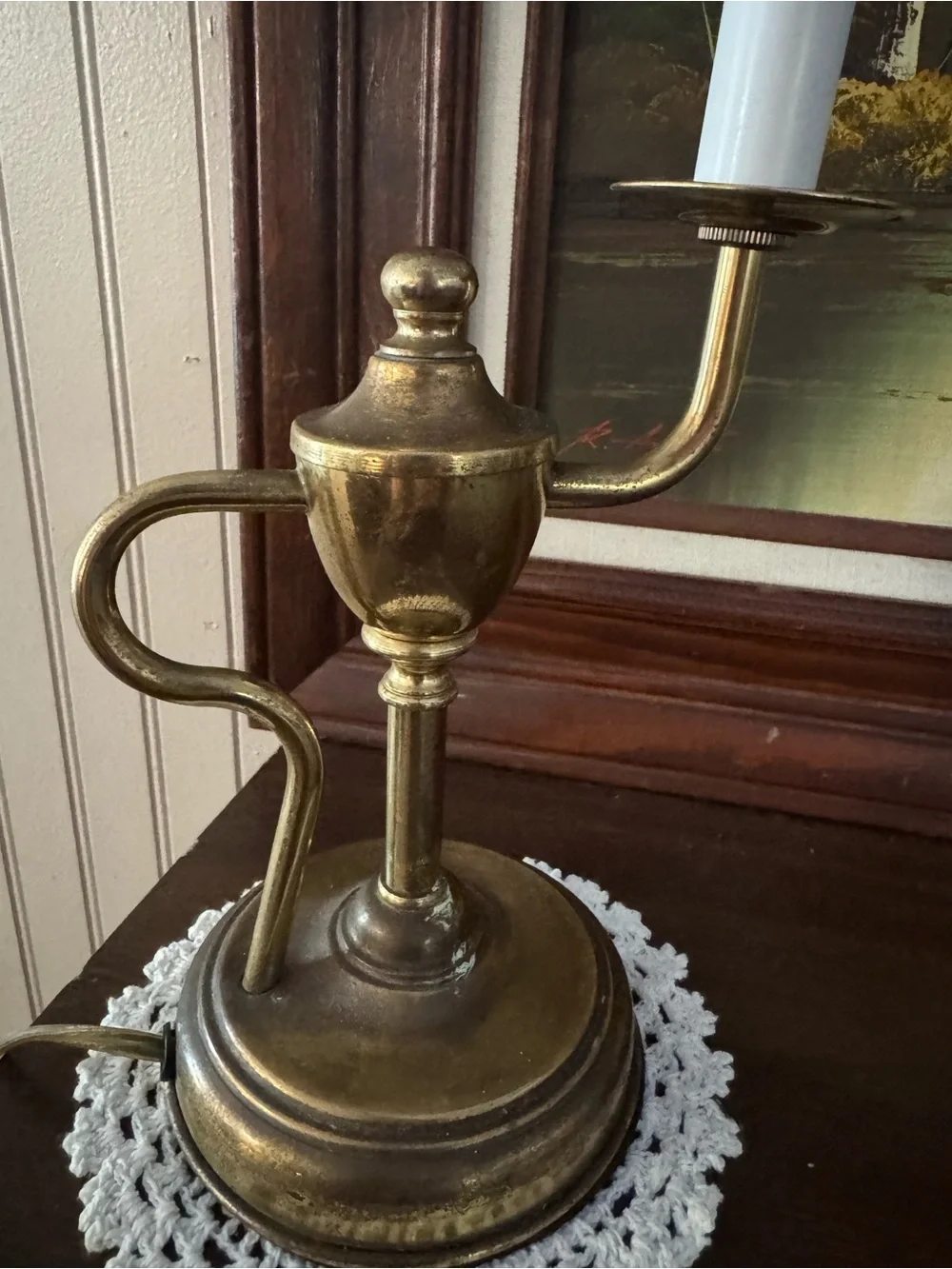 Vintage Brass Chamberstick Table Lamp – Classic Candle Style